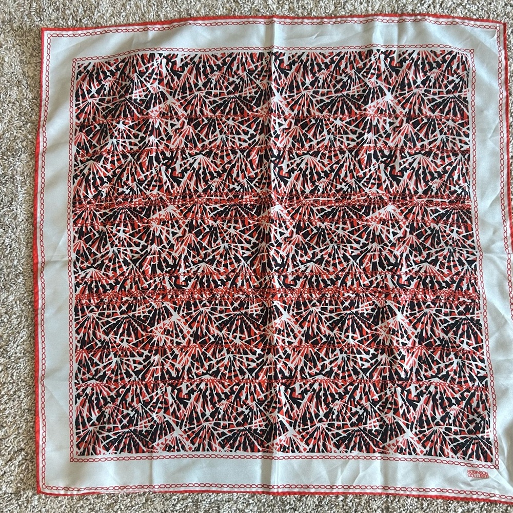Vintage Robinson Golluber 21" Square Scarf Firework Print - Red, Black and White